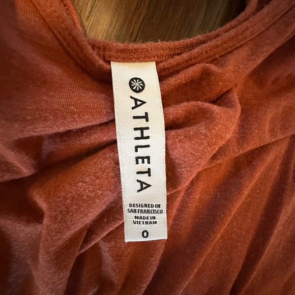 Athleta Drawstring Sleeveless Wide-Leg Coastal Romper in Rust/Brown | Size 0 - Picture 6 of 7